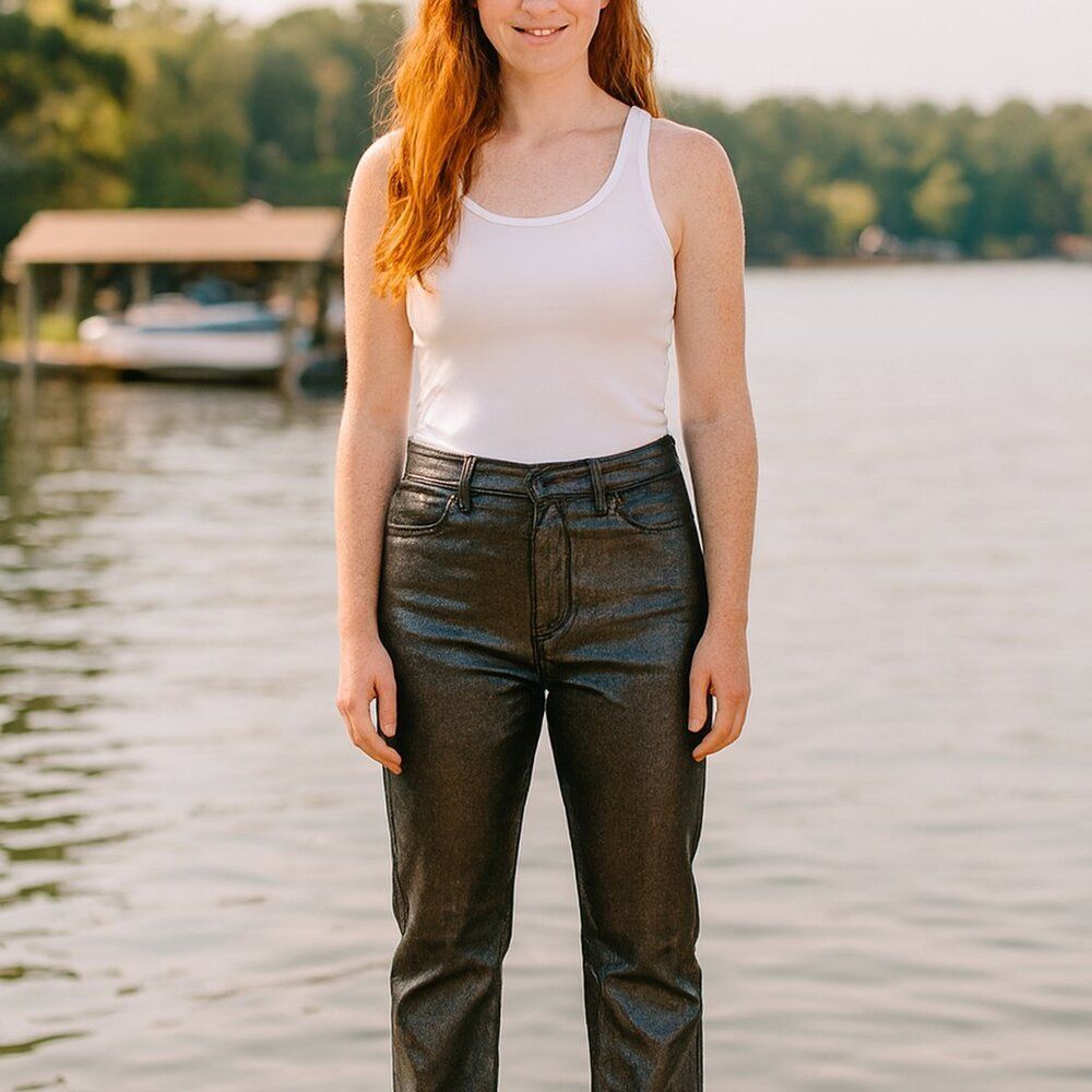 Old Navy Metallic Jeans Black Denim Finish size 18P